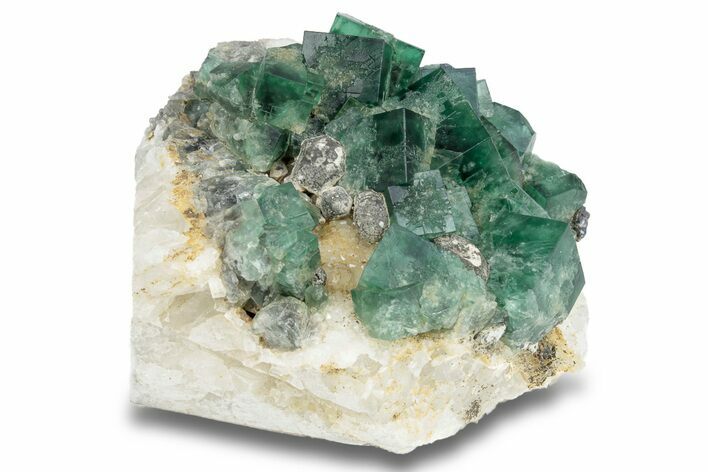 Fluorescent Green Fluorite On Quartz - Diana Maria Mine, England #254793